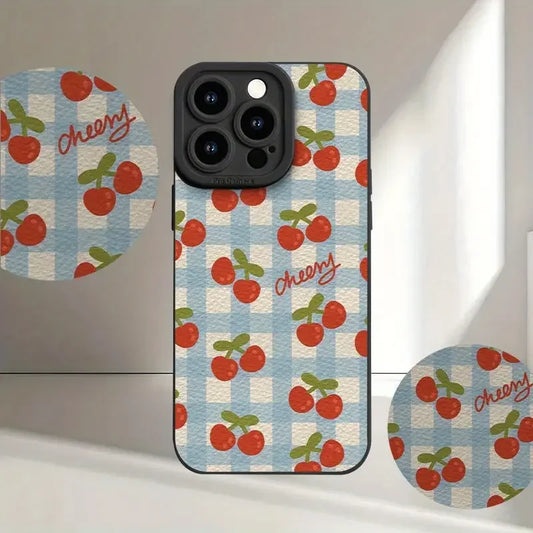 2025 Customized Cartoon Cherry Fruit Design Matte Shockproof TPU Soft Silicone Mobile Phone Case for iPhone 17/16/15 Plus