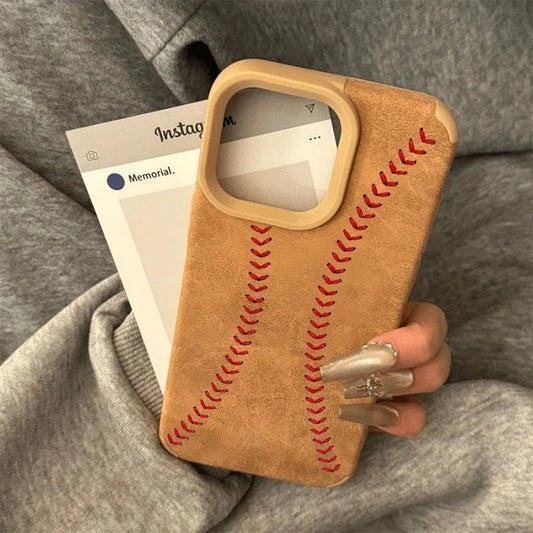 Baseball Stripe Bonded Leather Phone Case For iPhone 17 16 Pro Max 15 14 Plus 13 12 11 XS X XR 17 Air 16 Shockproof Bumper Cover