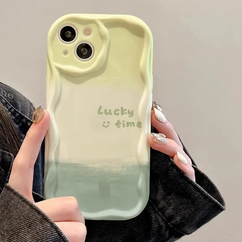 2025 Customized Cream Wave Style TPU Mobile Phone Case for iPhone 17/16/15 Fine Hole & Ins Style Plus Model Phone Accessories