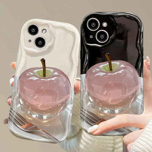 2025 Customized Cream Wave Style TPU Mobile Phone Case for iPhone 17/16/15 Fine Hole & Ins Style Plus Model Phone Accessories