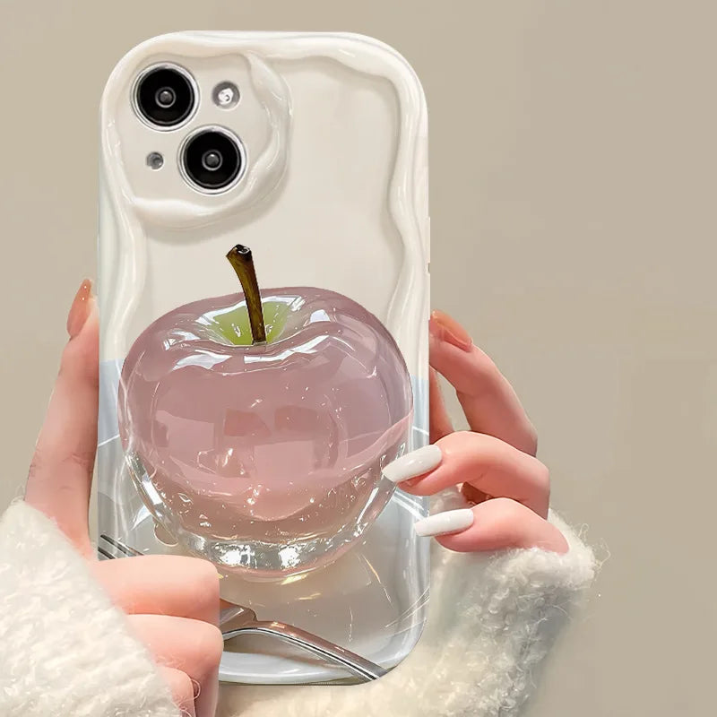 2025 Customized Cream Wave Style TPU Mobile Phone Case for iPhone 17/16/15 Fine Hole & Ins Style Plus Model Phone Accessories
