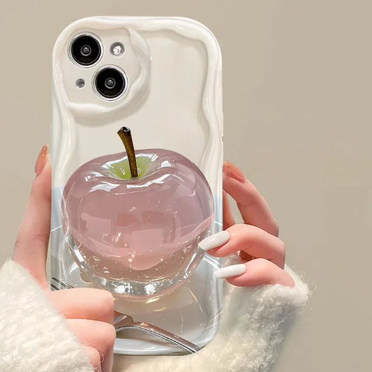 2025 Customized Cream Wave Style TPU Mobile Phone Case for iPhone 17/16/15 Fine Hole & Ins Style Plus Model Phone Accessories