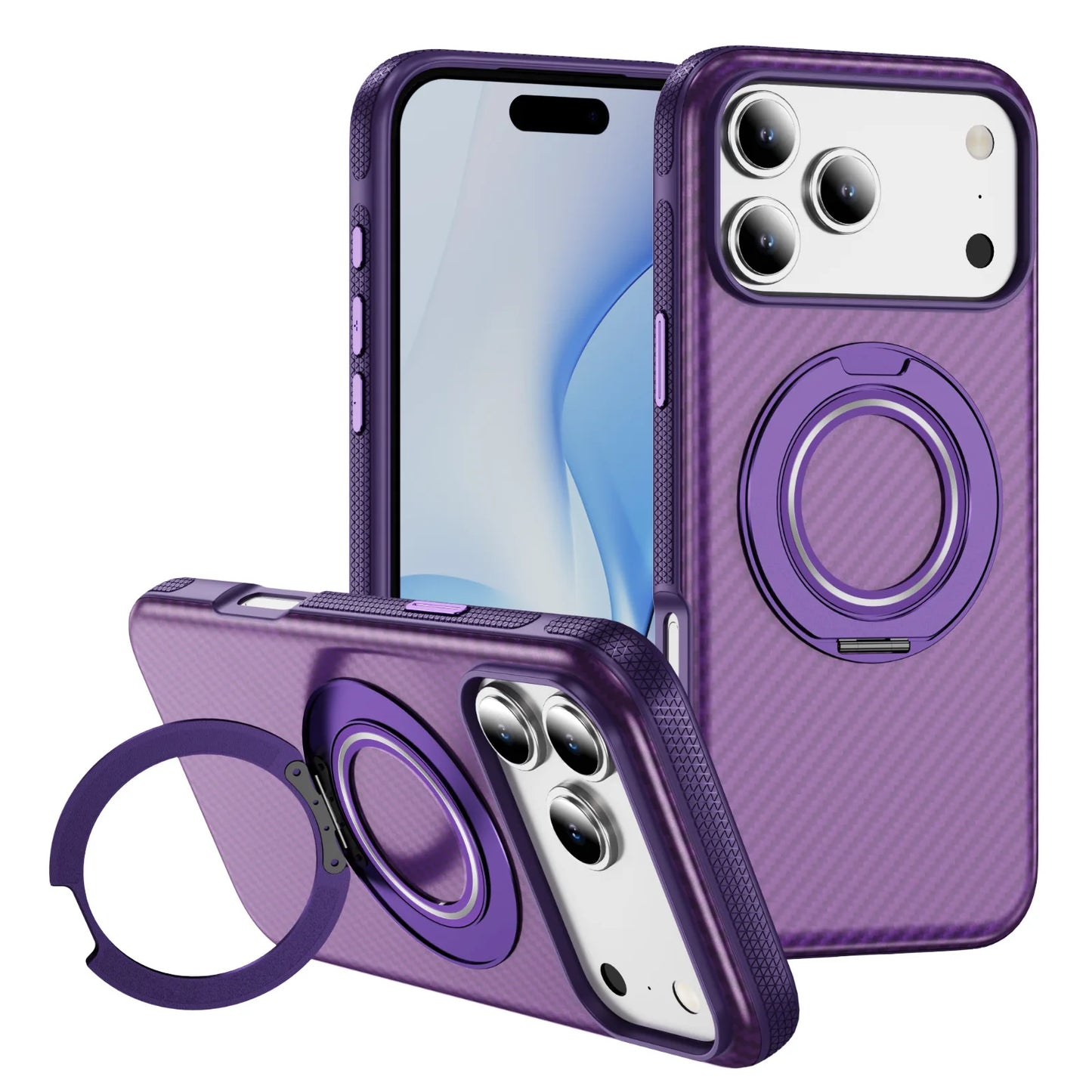 Minimalist Purple UV Painted Cartoon Character Design Magnetic Frosted TPU Shockproof Waterproof Mobile Phone Case for iPhone 17