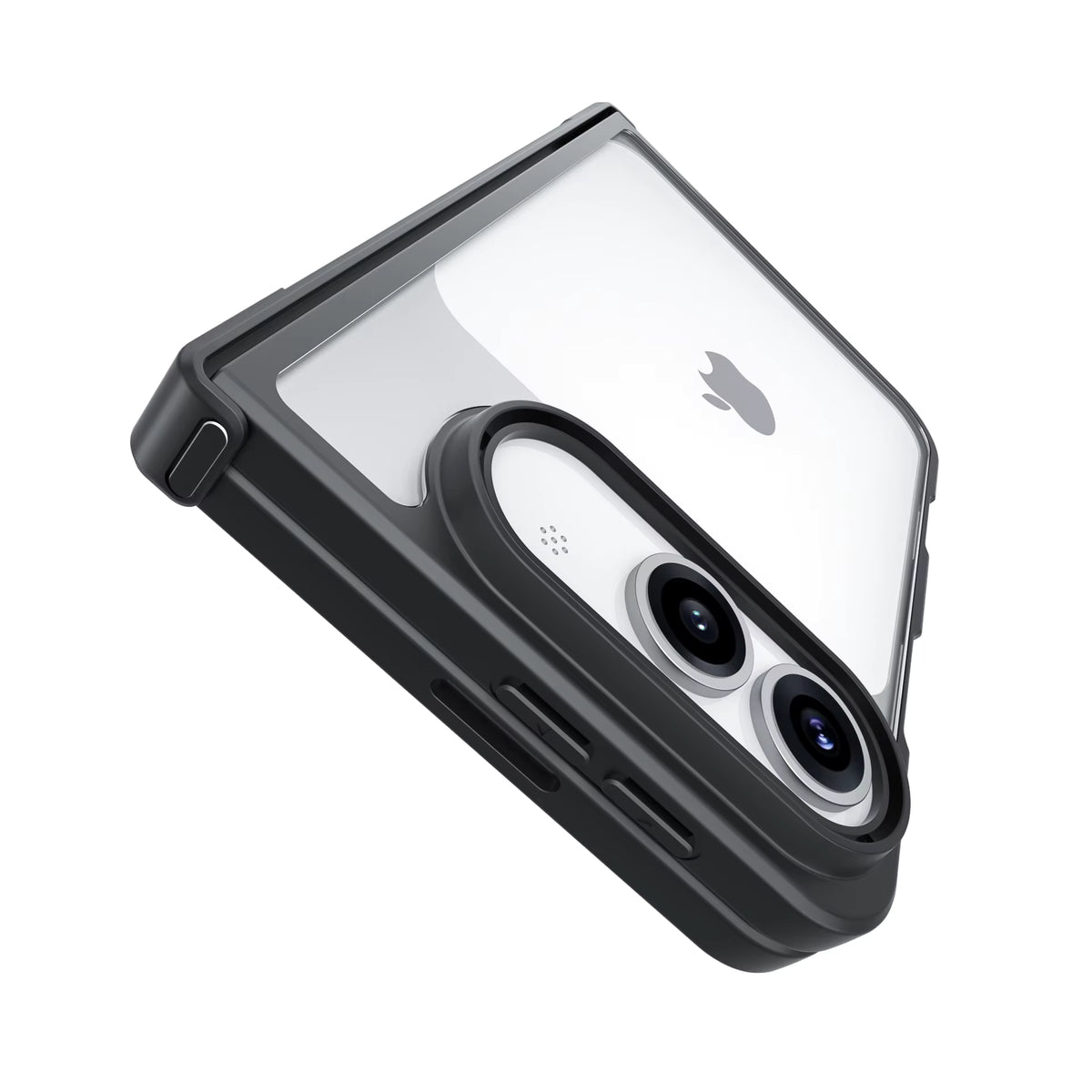Matte Black and Transparent Phone Cover for iPhone 18 Ultra Fold Magnetic Wireless Kickstand Shockproof Anti-Drop Case for iPhone 18 Fold Ultra