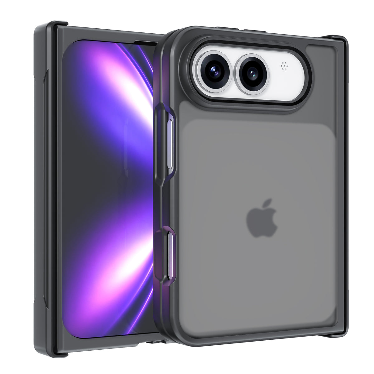 Matte Black and Transparent Phone Cover for iPhone 18 Ultra Fold Magnetic Wireless Kickstand Shockproof Anti-Drop Case for iPhone 18 Fold Ultra