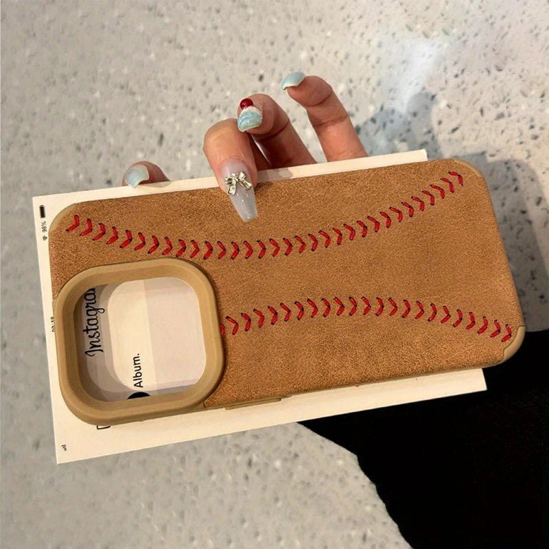 Baseball Stripe Bonded Leather Phone Case For iPhone 17 16 Pro Max 15 14 Plus 13 12 11 XS X XR 17 Air 16 Shockproof Bumper Cover